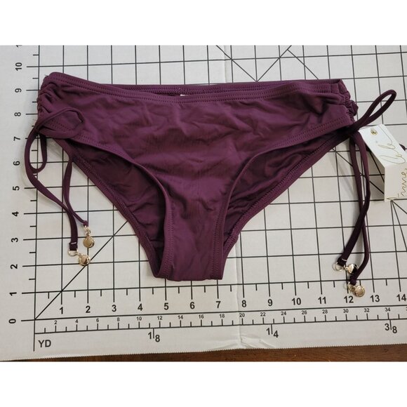 NWT Anne Cole S Live In Color Alex Side Tie Bikini Bottom Burgundy #87638 - Picture 3 of 3